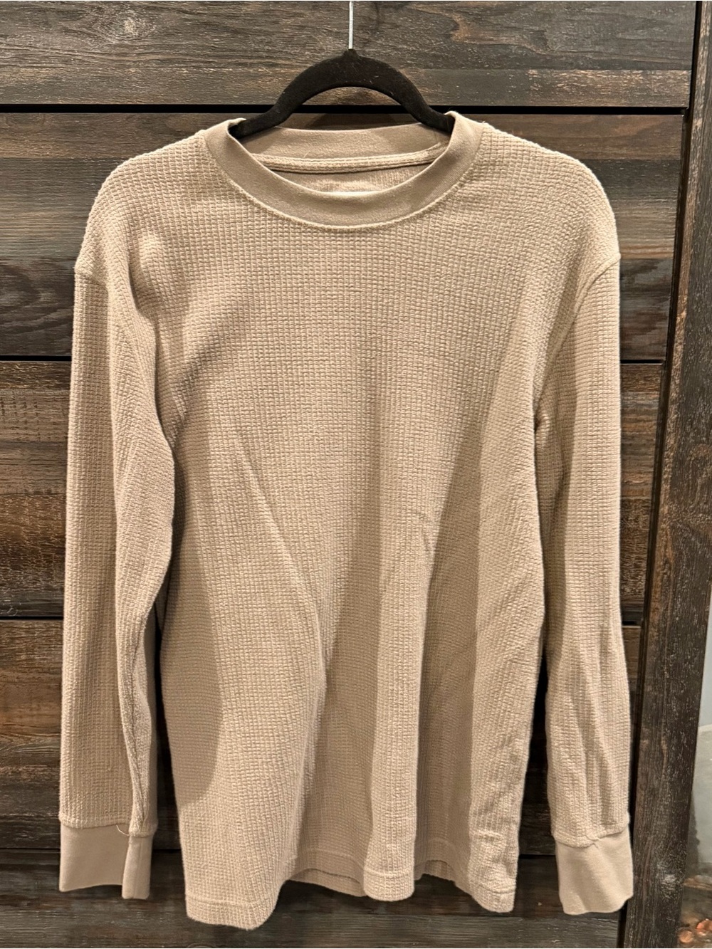 Target Men's Waffle Knit Crewneck Long-Sleeve Sweater - Tan